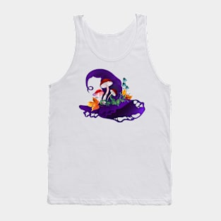 Purple Witch Hat with Mushrooms Tank Top